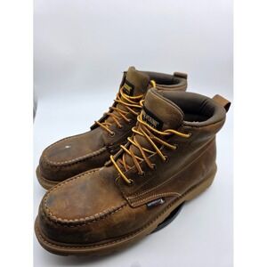 Wolverine W221049 Work Boots Men's 12M Waterproof Moc Toe Leather Brown